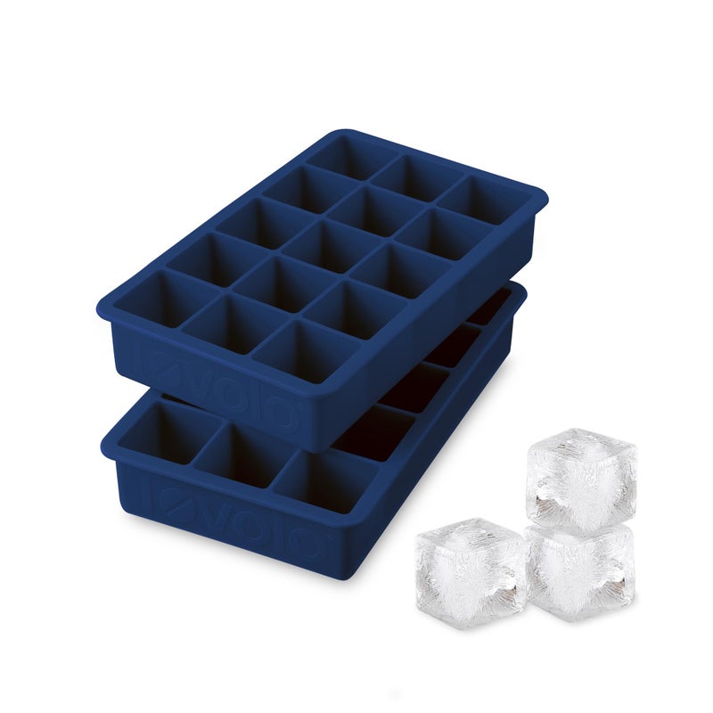 Tovolo Silicone Ice Cube Tray Deep Indigo Pack of 2 BPA Free Ice Tray Mold for Coffee Drinks Cocktails, Dishwasher Safe Easy Release Perfect 1 Inch Cube Ice Tray for Whiskey Bourbon Spirits - Image 1